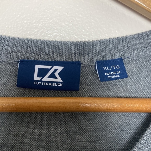 Cutter & Buck Douglas Mens V-neck Vest Merino Wool Blend Gray Size XL - Picture 5 of 10